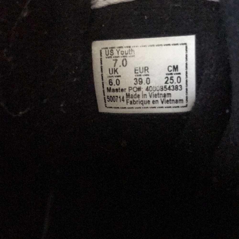 Vans suede/Canvas)Black/White Youth size 7 - Picture 4 of 5